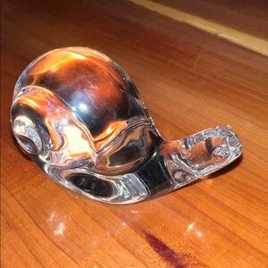 VILLEROY & BOCH Clear Crystal Glass Snail Figurine Etched Signed 1.25 Inch Tall